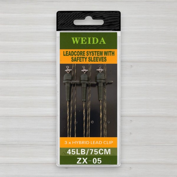Монтаж лідкор з ковзною кліпсою Weida ZX-05, 45lb, 75см, 3шт/уп